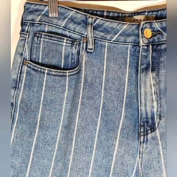 PacSun High Rise Tapered Ankle Length Mom Jeans With White Stripes Size 30 - Picture 4 of 9